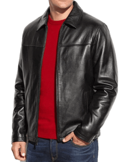 Men’s Simple Casual Black Leather Jacket