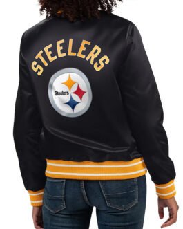 Full Count Pittsburgh Steelers Black Satin Jacket