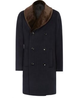 Men’s Reiss Brody Navy Blue Coat with Shawl Collar