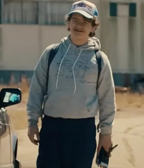 Gaten Matarazzo Stranger Things Season 4 Grey Fleece Hoodie - Image 11