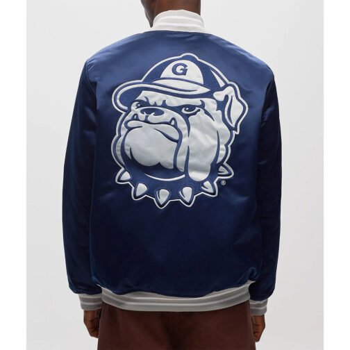 Georgetown University Heavyweight Navy Satin Jacket - Image 3