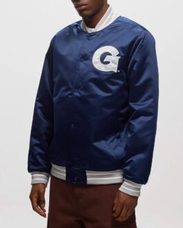 Georgetown University Heavyweight Navy Satin Jacket