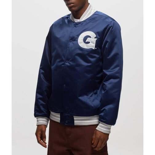 Georgetown University Heavyweight Navy Satin Jacket - Image 2