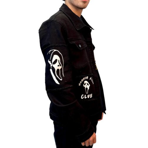 Ghostface Scream Slasher Grunge Punk Denim Jacket - Image 6