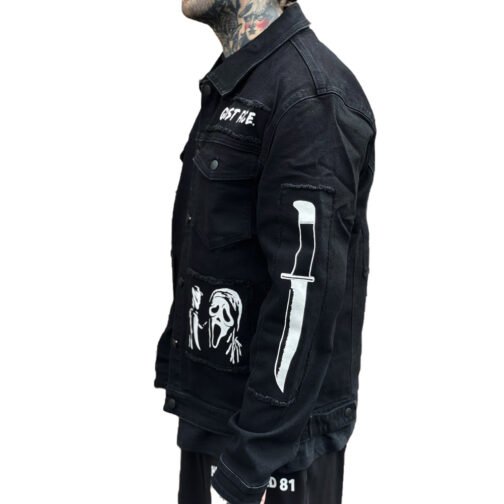 Ghostface Scream Slasher Grunge Punk Denim Jacket - Image 7