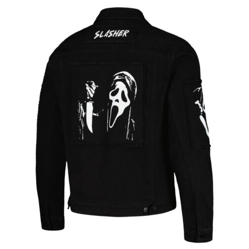 Ghostface Scream Slasher Grunge Punk Denim Jacket - Image 4