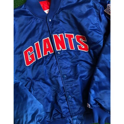 Giants New York Blue and White Satin Jacket - Image 9