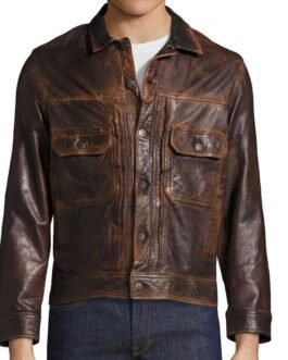 Men’s Gilded Age Cognac Coffee Brown Leather Jacket
