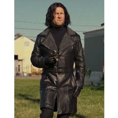 Glen Powell Hit Man Leather Coat - Image 2