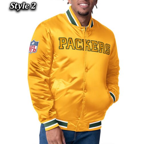 Green Bay Packers Closer Green/Gold Satin Jacket - Image 2