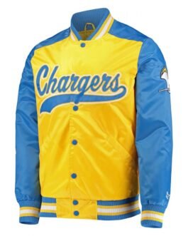Starter LA Chargers The Tradition II Varsity Satin Blue and Gold Jacket