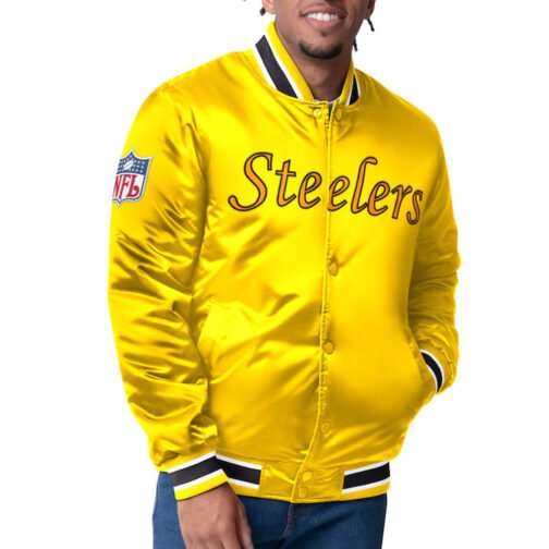 Pittsburgh Steelers Closer Black/Gold Satin Jacket - Image 2