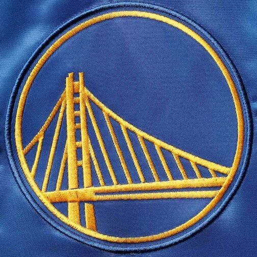 Golden State Warriors Leader Satin Gold/Royal Color Block Jacket - Image 4