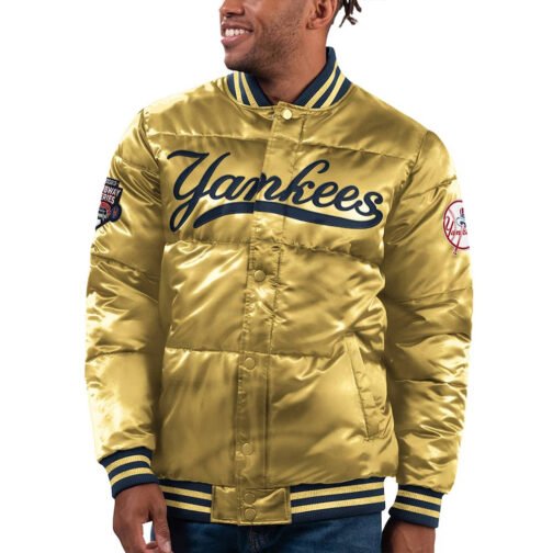NY Yankees Bronx Silver Puffer Jacket - Image 3
