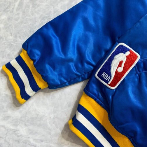 Golden State Warriors 90s NBA Royal Satin Jacket - Image 7