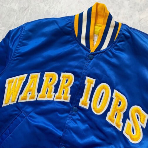 Golden State Warriors 90s NBA Royal Satin Jacket - Image 4