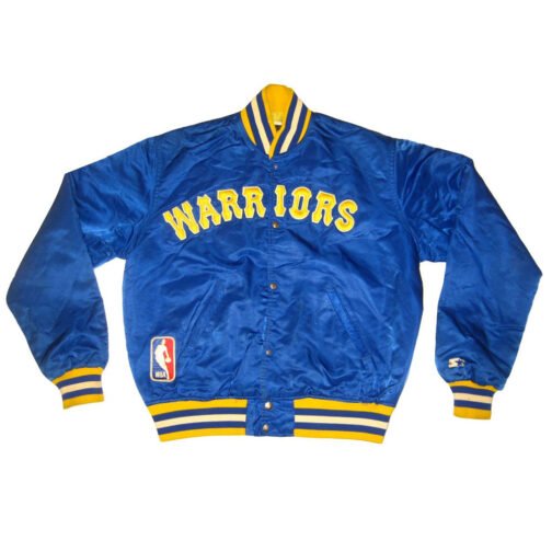 Golden State Warriors 90s NBA Royal Satin Jacket - Image 5