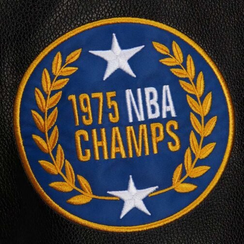 Golden State Warriors Black Out Vintage Logo Varsity Jacket - Image 4