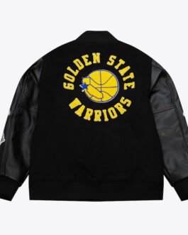 Golden State Warriors Black Out Vintage Logo Varsity Jacket