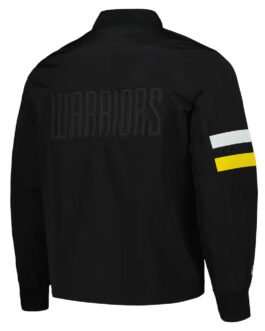 Golden State Warriors Black Stitch Applique Bomber Jacket