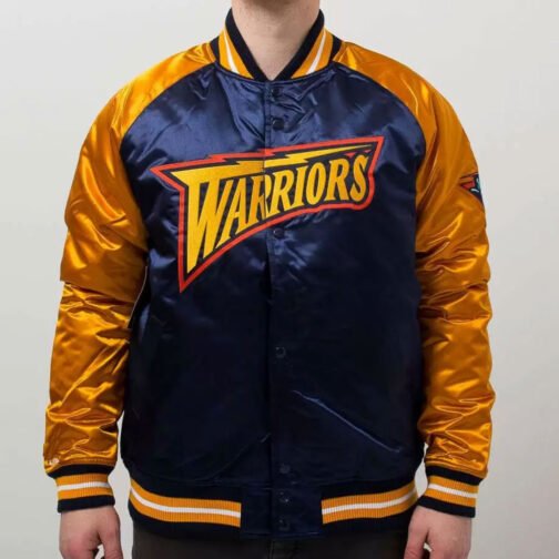 Golden State Warriors Blue and Gold Satin Jacket