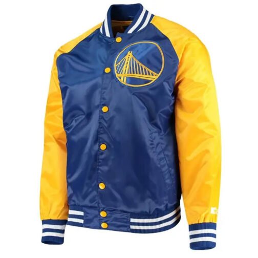 Golden State Warriors Blue and Yellow Varsity Satin Jacket