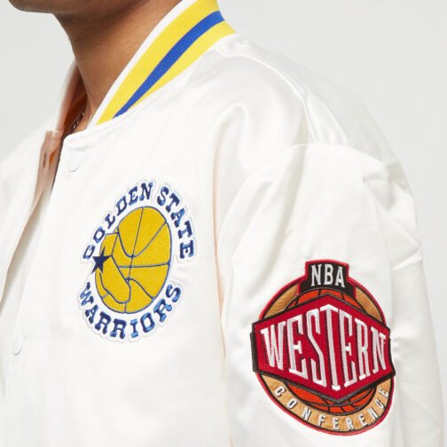 Golden State Warriors City Collection White Varsity Satin Jacket - Image 8
