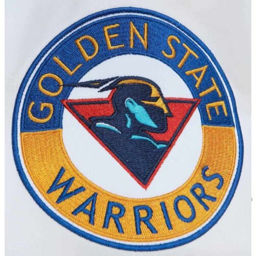Golden State Warriors City Collection White Varsity Satin Jacket - Image 12