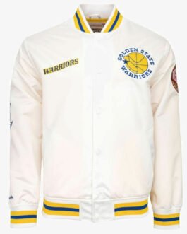 Golden State Warriors City Collection White Varsity Satin Jacket