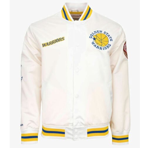 Golden State Warriors City Collection White Varsity Satin Jacket