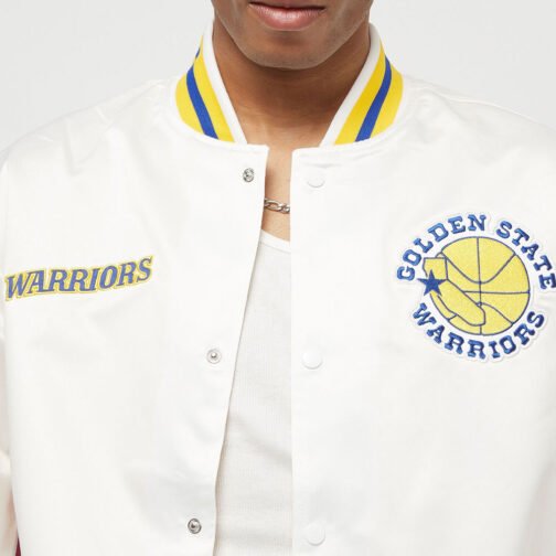 Golden State Warriors City Collection White Varsity Satin Jacket - Image 9