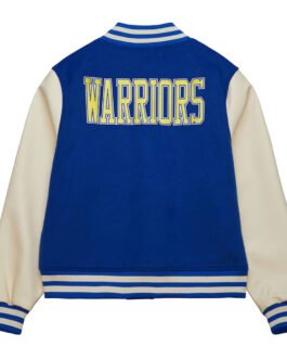 Golden State Warriors Classics Royal and Off White Varsity Jacket