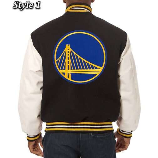 Golden State Warriors Domestic Varsity Black and White Jacket - Image 3