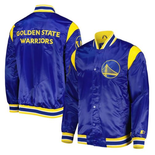 Golden State Warriors Force Play Royal Satin Jacket - Image 3