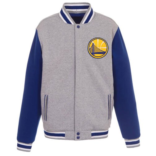 Golden State Warriors Gray and Royal Varsity Wool Jacket