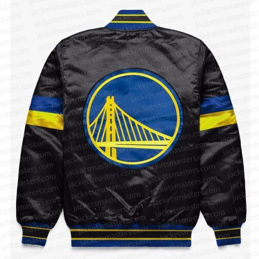 Golden State Warriors Home Game Black Varsity Satin Jacket - Image 2