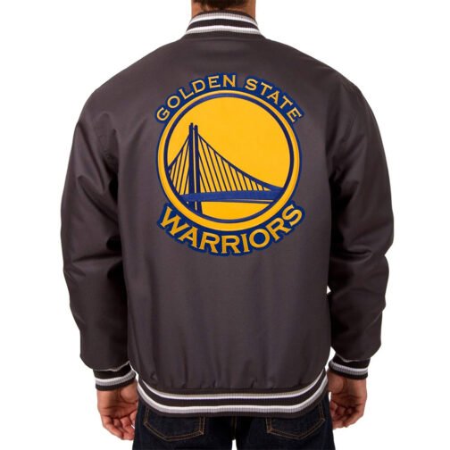 Golden State Warriors Varsity Poly Twill Charcoal Jacket - Image 2