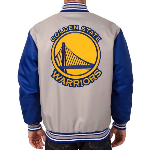 Gray/Royal Golden State Warriors Varsity Poly Twill Jacket - Image 2