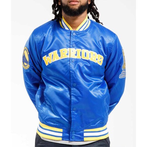Golden State Warriors Royal Blue Satin Jacket - Image 3