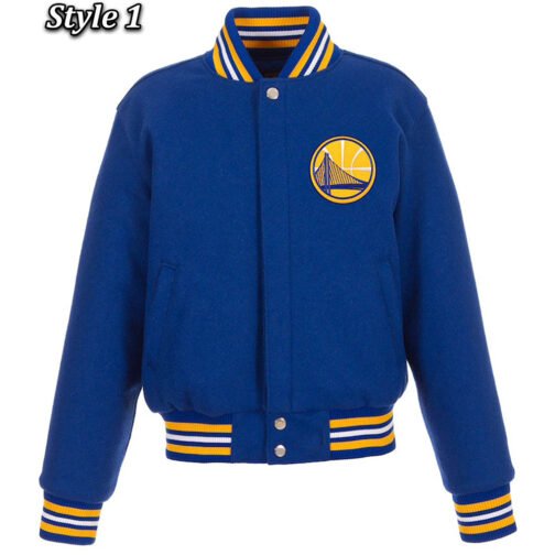 Varsity Golden State Warriors Royal Blue Wool Jacket - Image 3
