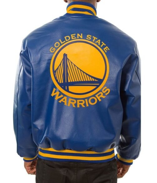 Varsity Golden State Warriors Royal Blue Leather Jacket - Image 3