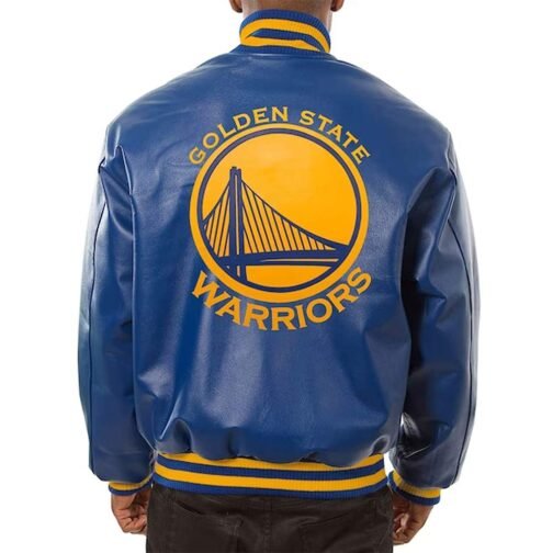Royal Golden State Warriors Varsity Leather Jacket - Image 2