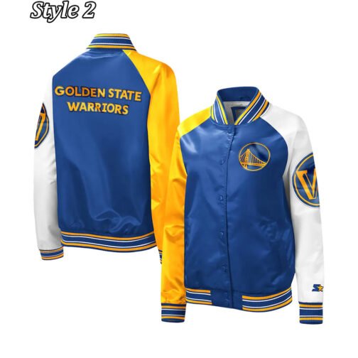 Golden State Warriors Tri-Color Satin Jacket - Image 6