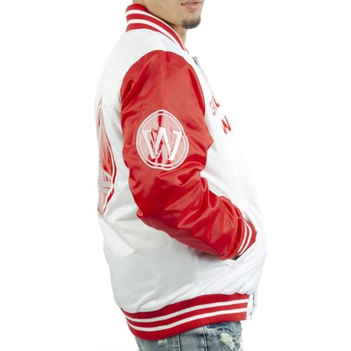 Golden State Warriors White and Red Satin Jacket - Image 4