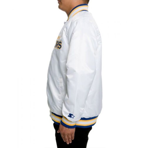 Golden State Warriors White Satin Jacket - Image 3
