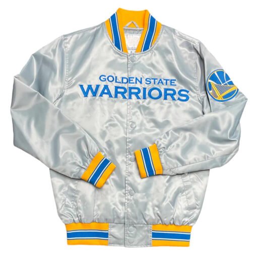 Starter Silver Golden State Warriors Satin Full-Snap Jacket