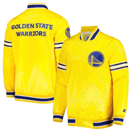 Golden State Warriors Slider Varsity Yellow Satin Jacket - Image 3