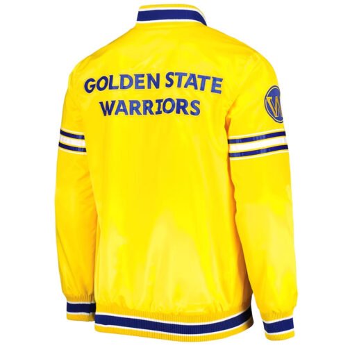 Golden State Warriors Slider Varsity Yellow Satin Jacket - Image 2