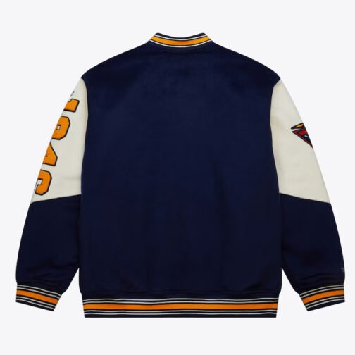 Golden State Warriors Team History Navy Vintage Logo Varsity Jacket - Image 2