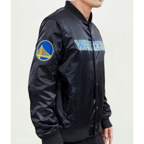 Golden State Warriors The Bay Black/Yellow Satin Jacket - Image 4